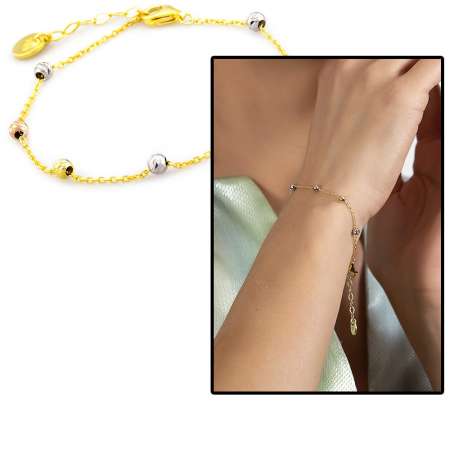 Zarif Tasarım Altın Renk 925 Ayar Gümüş Dorika Kadın Bileklik - Tesbihane