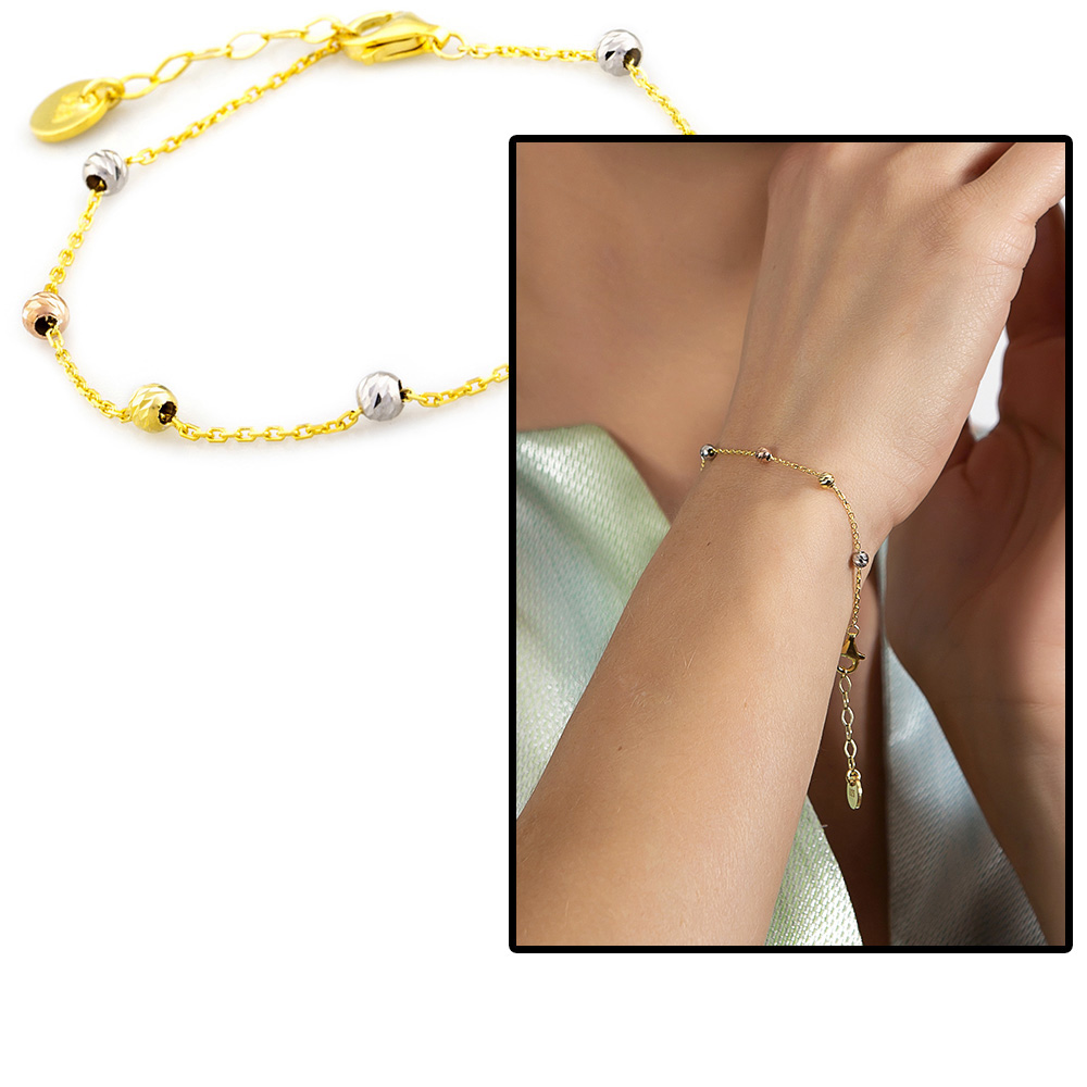 Zarif Tasarım Altın Renk 925 Ayar Gümüş Dorika Kadın Bileklik - 1