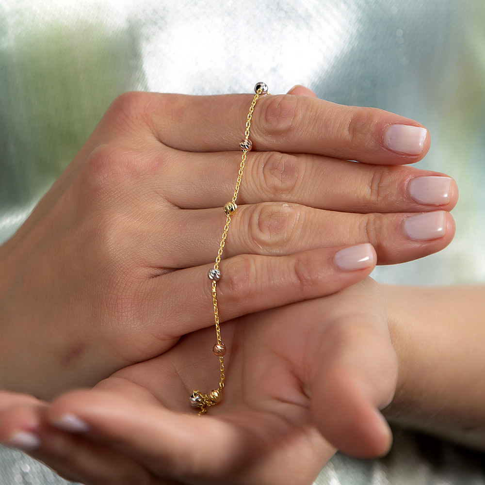 Zarif Tasarım Altın Renk 925 Ayar Gümüş Dorika Kadın Bileklik - 2