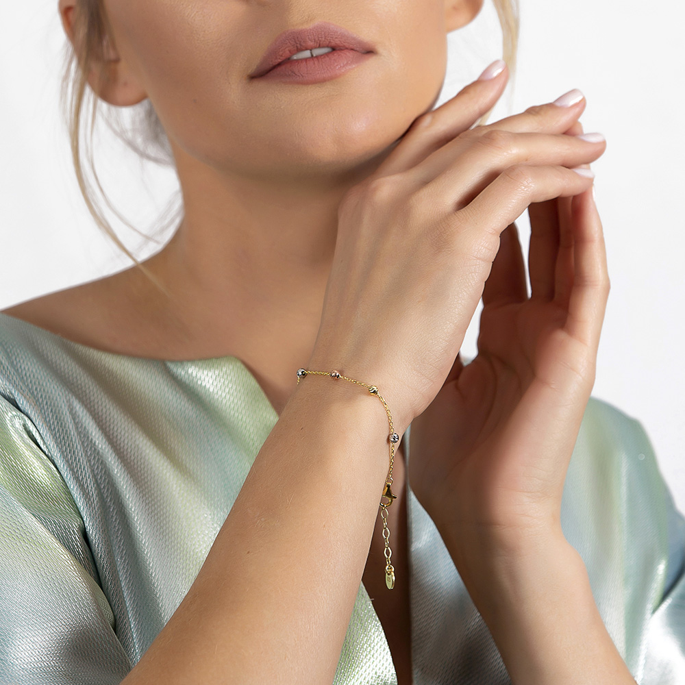 Zarif Tasarım Altın Renk 925 Ayar Gümüş Dorika Kadın Bileklik - 4