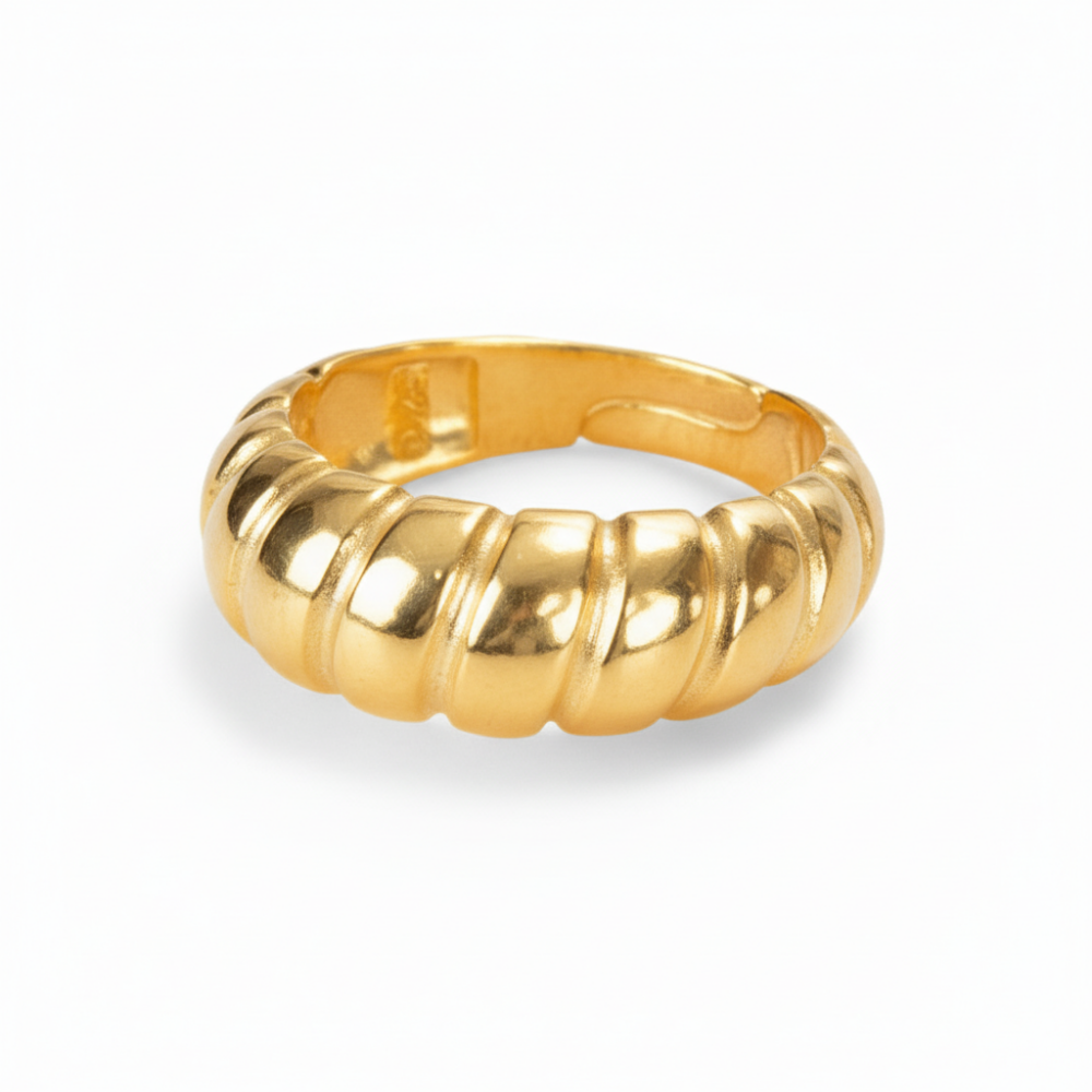 Zarif Tasarım Altın Renk Ayarlanabilir Ölçü 925 Ayar Gümüş Kadın Yüzük - 5