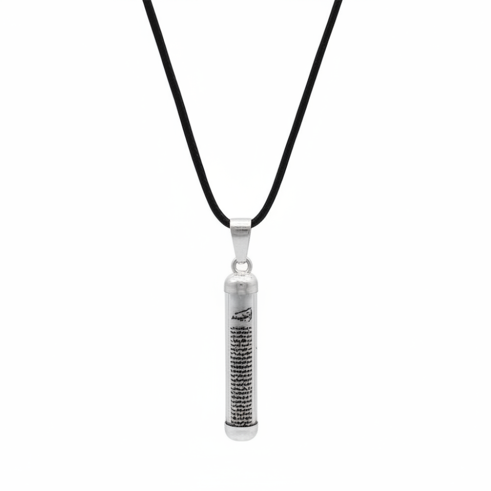 Zarif Tasarım İp Zincirli 925 Ayar Gümüş Erkek Cevşen Kolye - 4