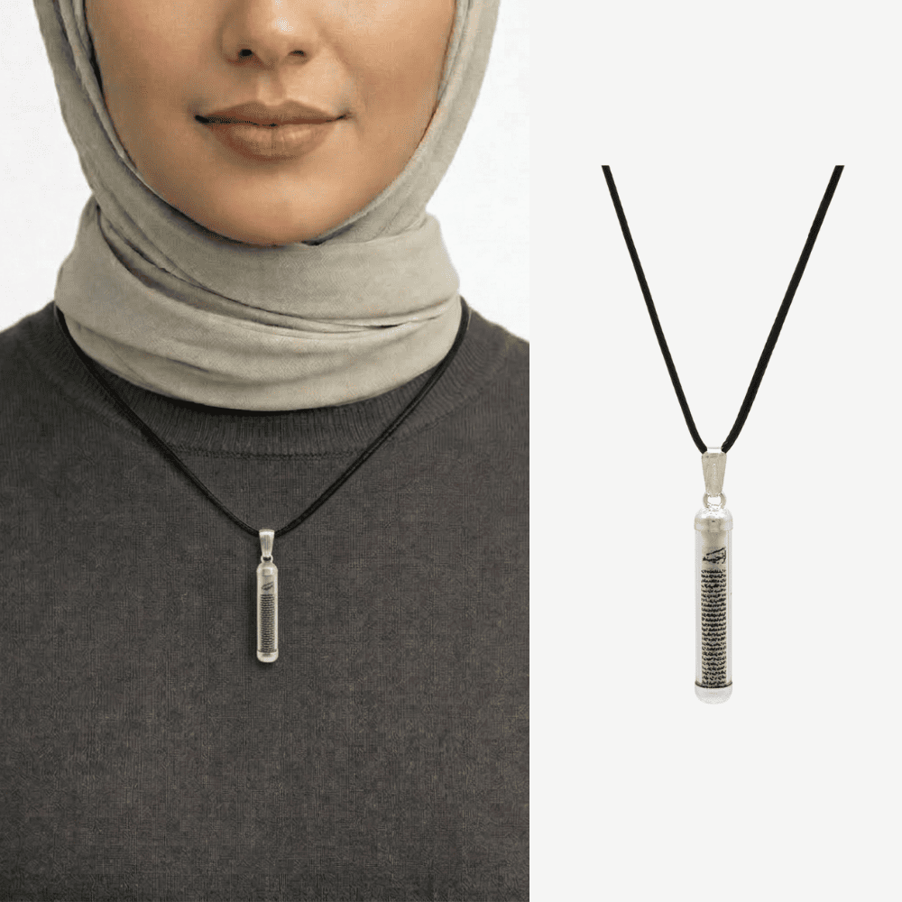 Zarif Tasarım İp Zincirli 925 Ayar Gümüş Kadın Cevşen Kolye - 1