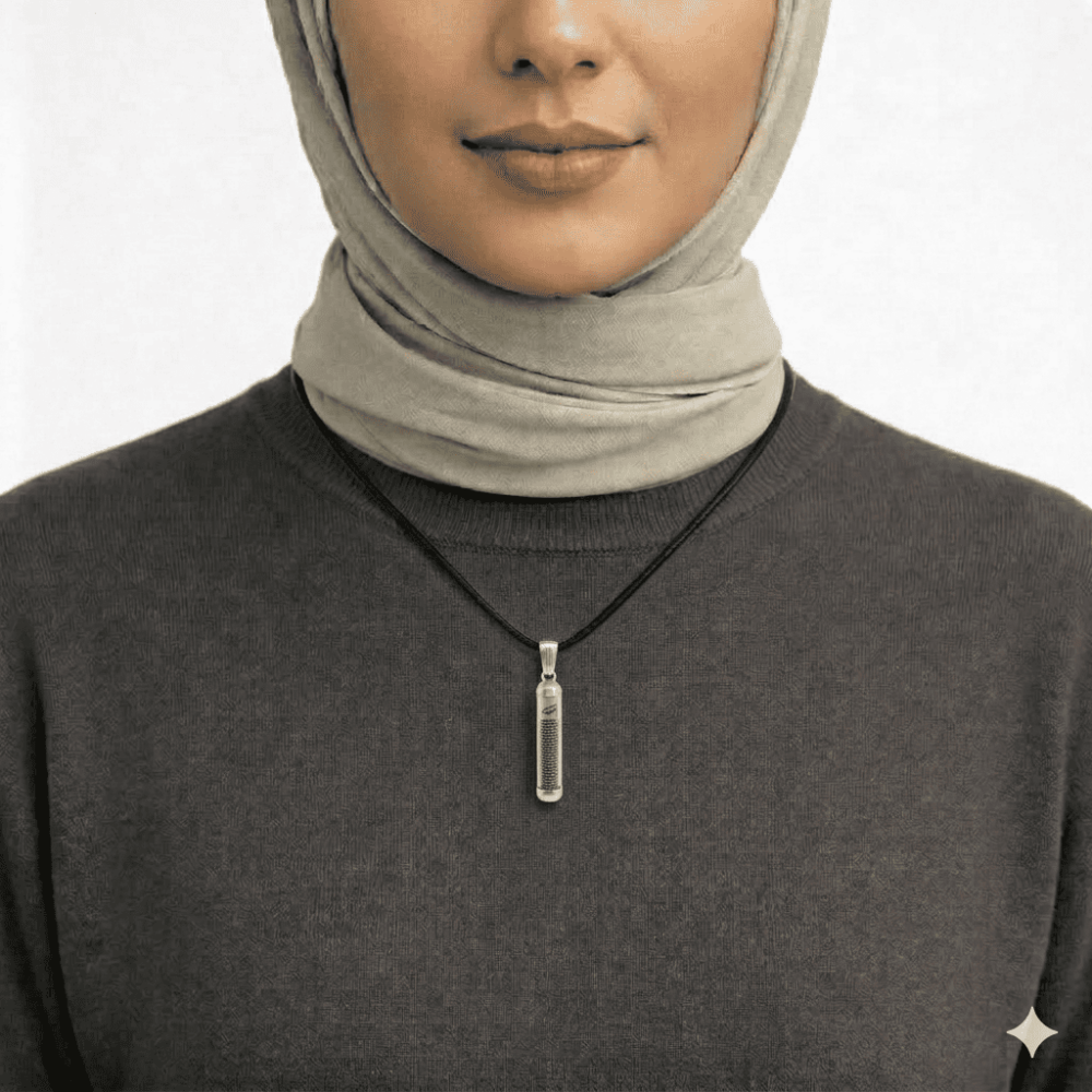 Zarif Tasarım İp Zincirli 925 Ayar Gümüş Kadın Cevşen Kolye - 2