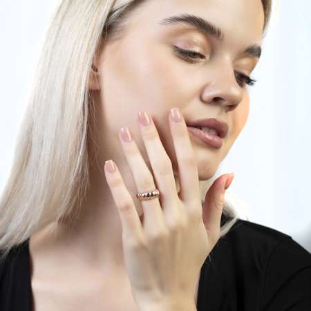 Zarif Tasarım Rose Renk Ayarlanabilir Ölçü 925 Ayar Gümüş Kadın Yüzük - Tesbihane