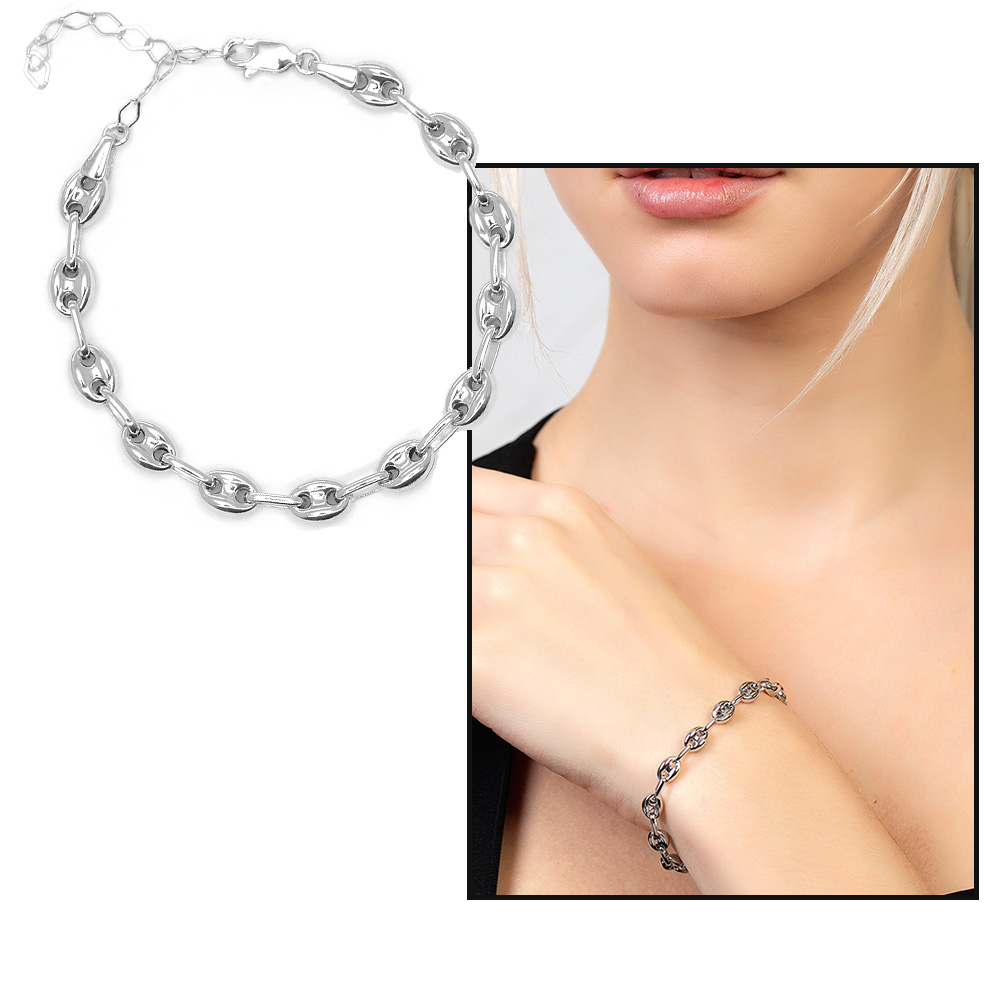 Zarif Tasarım Gümüş Renk 925 Ayar Gümüş Kadın Bileklik - 1