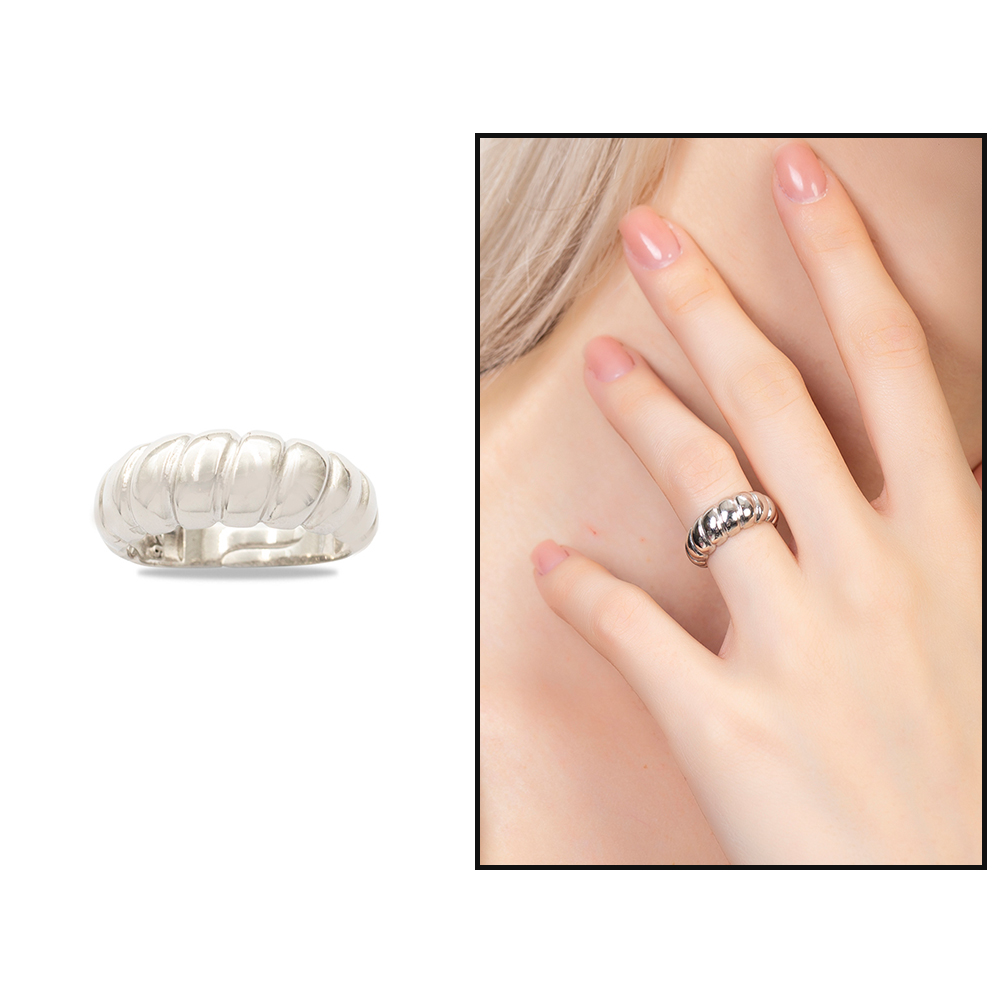 Zarif Tasarım Gümüş Renk Ayarlanabilir Ölçü 925 Ayar Gümüş Kadın Yüzük - 1