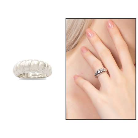 Zarif Tasarım Gümüş Renk Ayarlanabilir Ölçü 925 Ayar Gümüş Kadın Yüzük - Tesbihane