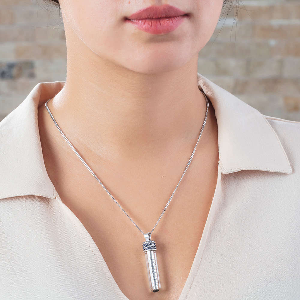 Zemzem İle Doldurulmuş Arapça Hasan Hüseyin Yazılı 925 Ayar Kadın Gümüş Cevşen Kolye - 3