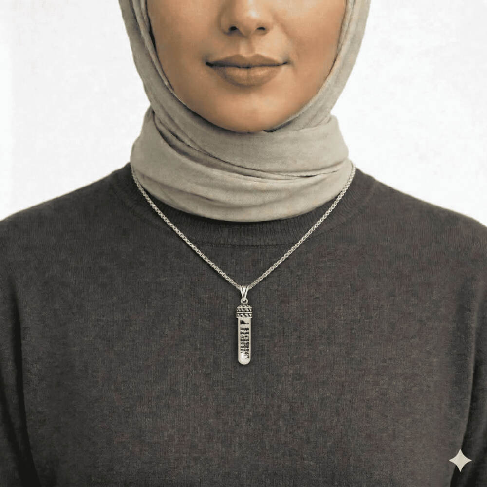 Zemzem Suyu Doldurulmuş 925 Ayar Gümüş Kadın Cevşen Kolye - 2