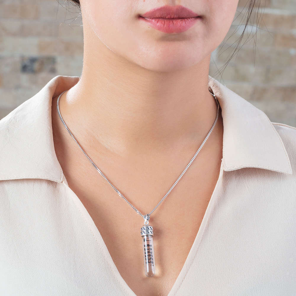 Zemzem Suyu Doldurulmuş 925 Ayar Gümüş Kadın Cevşen Kolye - 3