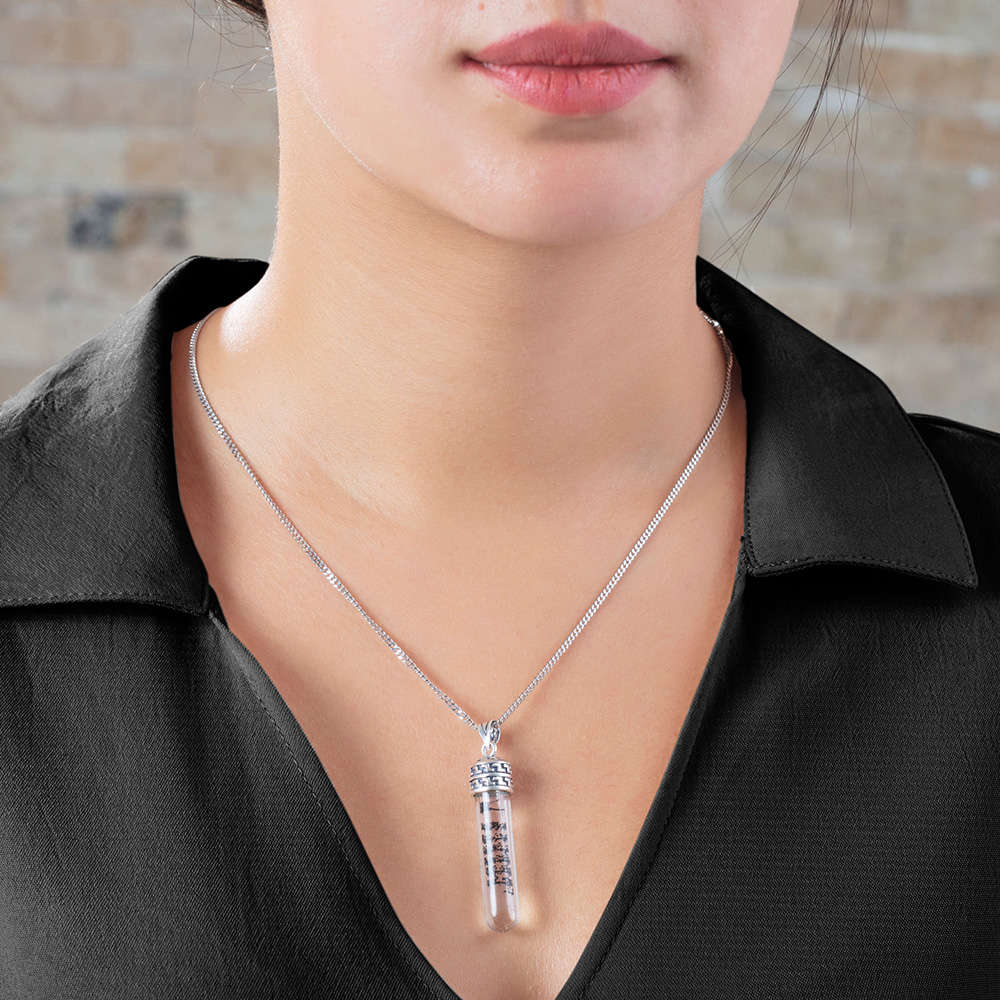 Zemzem Suyu Doldurulmuş 925 Ayar Gümüş Kadın Cevşen Kolye - 5