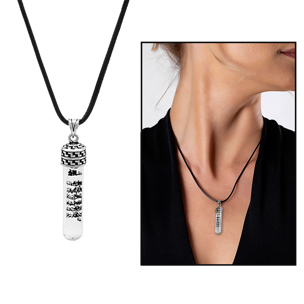 Zemzem Suyu Doldurulmuş Zarif İp Zincirli 925 Ayar Gümüş Kadın Cevşen Kolye - 2