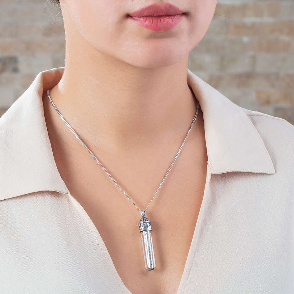 Zemzem Suyu İle Doldurulmuş 925 Ayar Gümüş Kadın Cevşen Kolye - 3