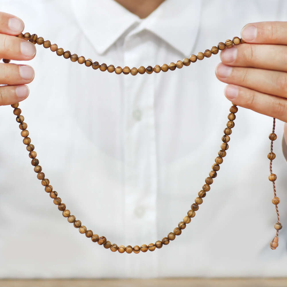 Zeytin Ağacı Namaz Tesbihi - Sistemli - Açık Kahverengi - Küre Kesim - 3