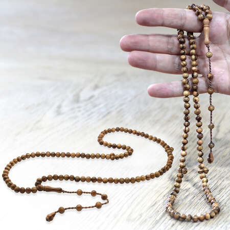Zeytin Ağacı Namaz Tesbihi - Sistemli - Açık Kahverengi - Küre Kesim - Tesbihane