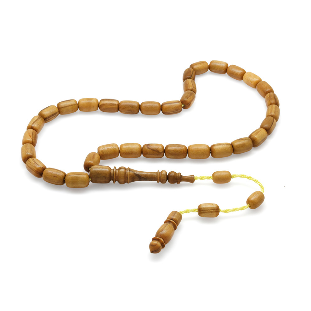 Zeytin Ağacı Tesbih - Koleksiyonluk - Sistemli - Usta İşçilikli - Sarı Renk - Kapsül Kesim - 4