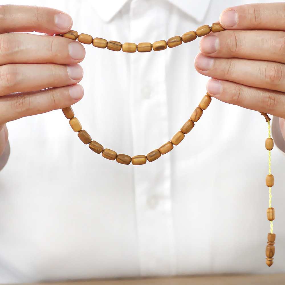 Zeytin Ağacı Tesbih - Koleksiyonluk - Sistemli - Usta İşçilikli - Sarı Renk - Kapsül Kesim - 3