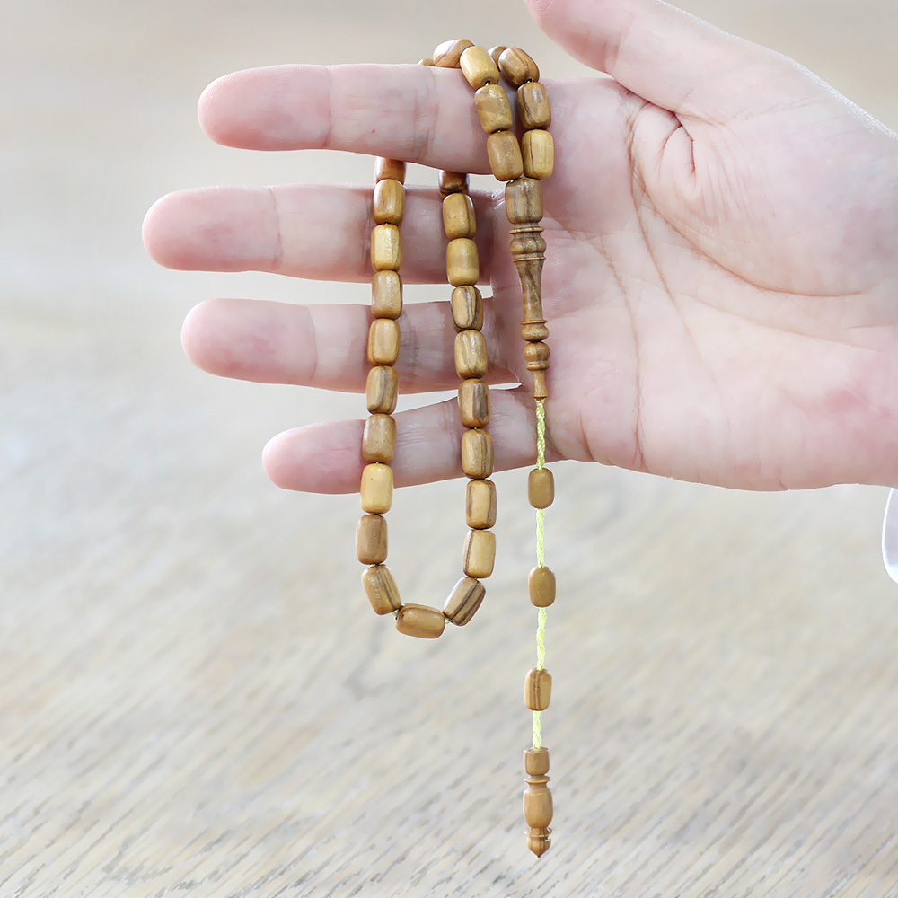 Zeytin Ağacı Tesbih - Koleksiyonluk - Sistemli - Usta İşçilikli - Sarı Renk - Kapsül Kesim - 2