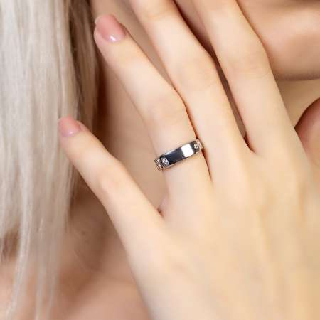 Zincir Tasarım Gümüş Renk Ayarlanabilir Ölçü İsme Özel Harf Yazılı 925 Ayar Gümüş Kadın Tektaş Yüzük - Tesbihane