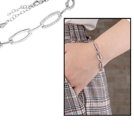 Zirkon Taşlı 6 lı Cats Eye 925 Ayar Gümüş Bayan Bileklik - Tesbihane