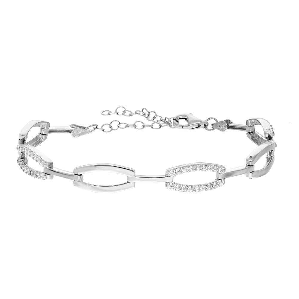 Zirkon Taşlı 6 lı Cats Eye 925 Ayar Gümüş Bayan Bileklik - 3