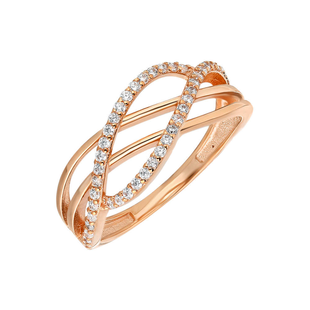 Zirkon Taşlı Cats Eye Rose Renk 925 Ayar Gümüş Bayan Yüzük - 2