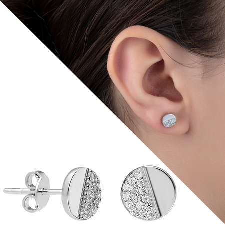 Zirkon Taşlı Oval Tasarım 925 Ayar Gümüş Küpe - Tesbihane