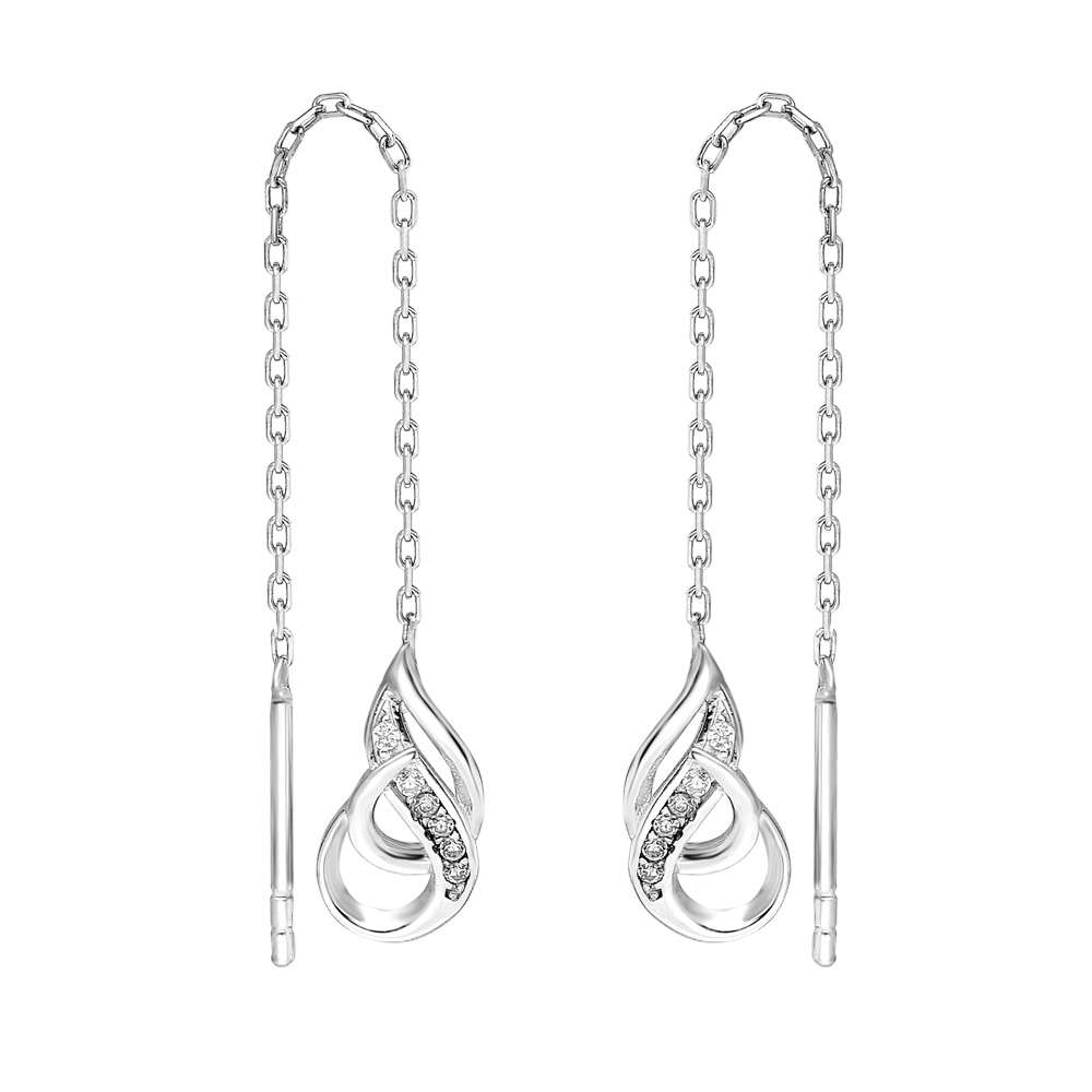 Zirkon Taşlı Çengel Tasarım 925 Ayar Gümüş Sallantılı Küpe - 3