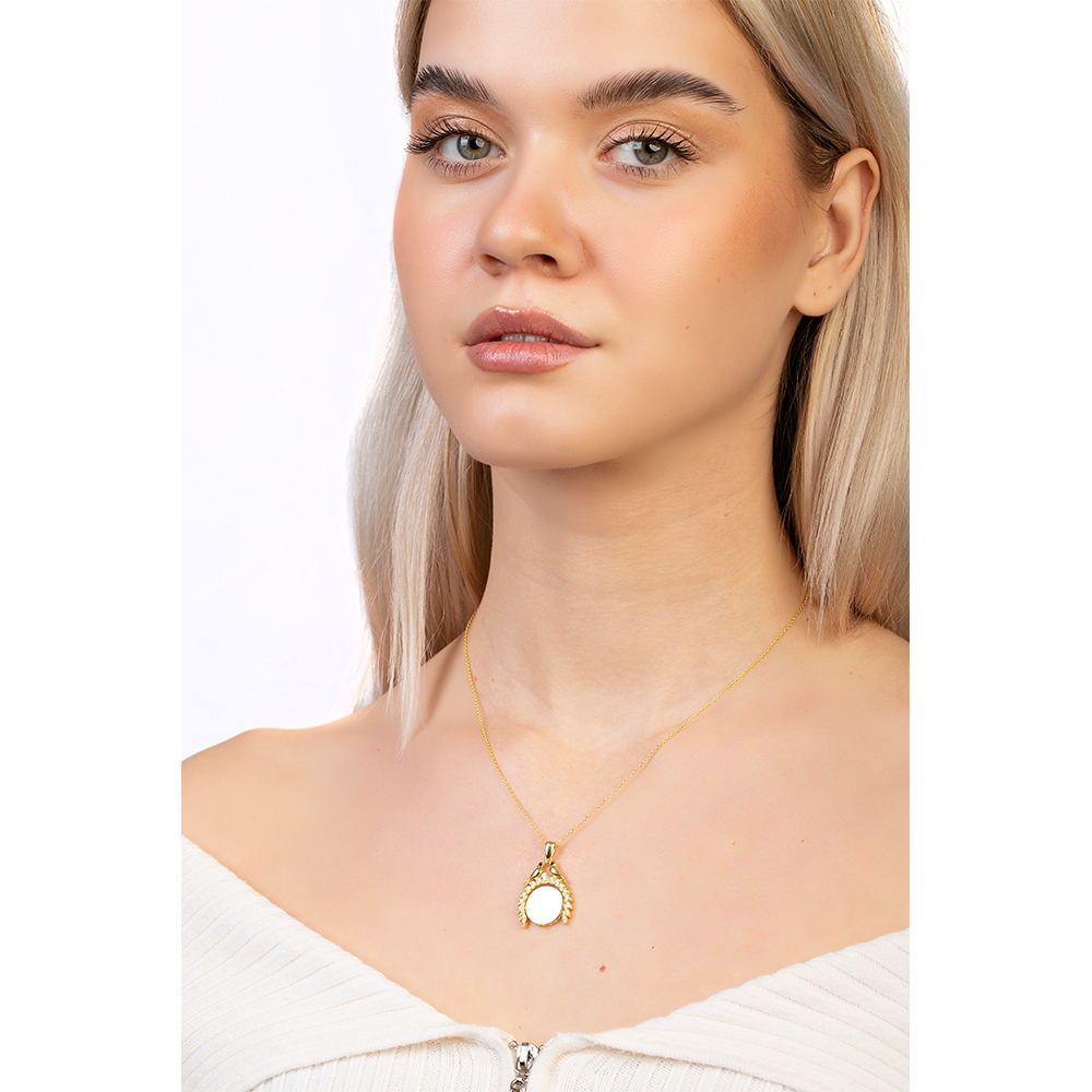 Zirkon Taşlı Çifte Kumrular Temalı İsme Özel Veya Harf Yazılı Altın Renk 925 Ayar Gümüş Kadın Kolye - 1