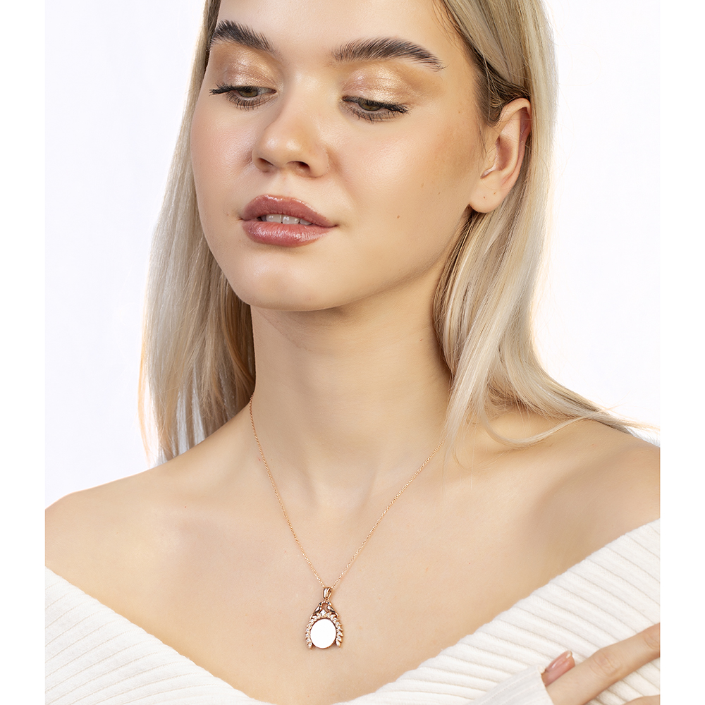 Zirkon Taşlı Çifte Kumrular Temalı İsme Özel Veya Harf Yazılı Rose Renk 925 Ayar Gümüş Kadın Kolye - 1