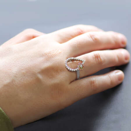 Zirkon Taşlı Damla Model Sarı Mineli Çiçek Tasarım Gold 925 Ayar Gümüş Bayan Yüzük - Tesbihane