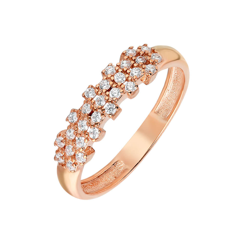 Zirkon Taşlı Flower Tasarım Rose Renk 925 Ayar Gümüş Bayan Yüzük - 2