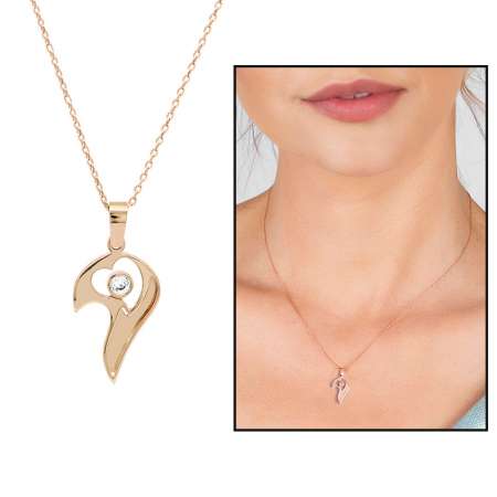 Zirkon Taşlı Altın Renk İsme Özel Yazılı 925 Ayar Gümüş Kalbimin Yarısı Kolye - Tesbihane