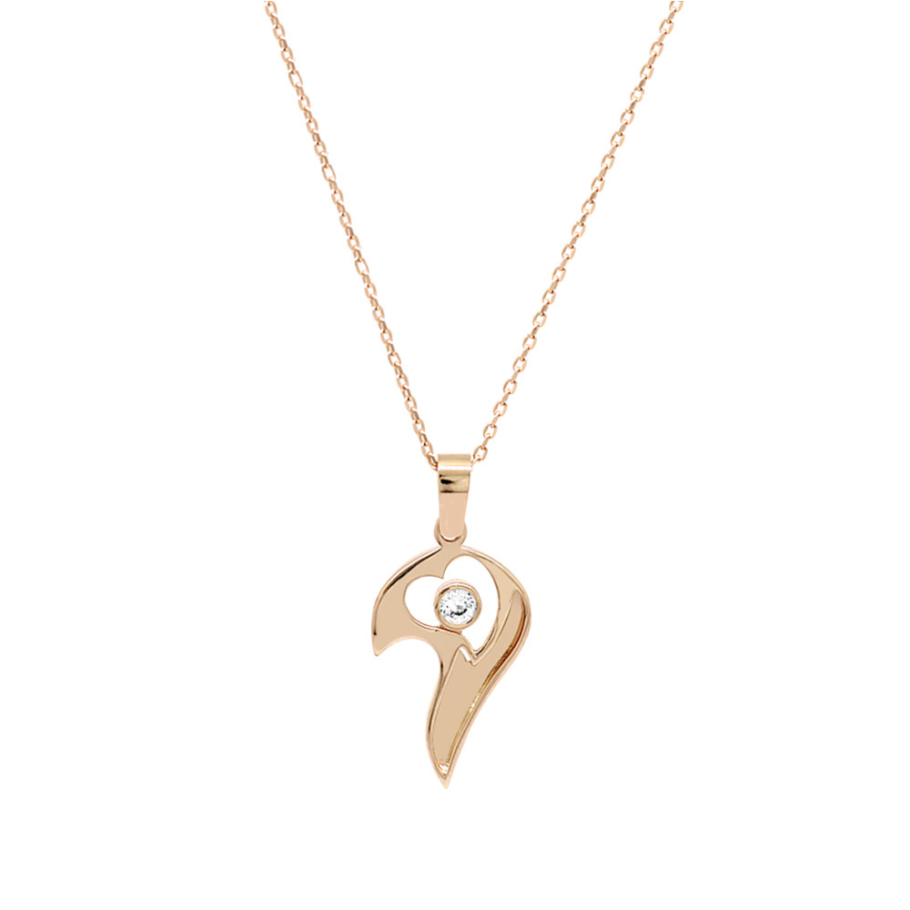 Zirkon Taşlı Altın Renk İsme Özel Yazılı 925 Ayar Gümüş Kalbimin Yarısı Kolye - 4