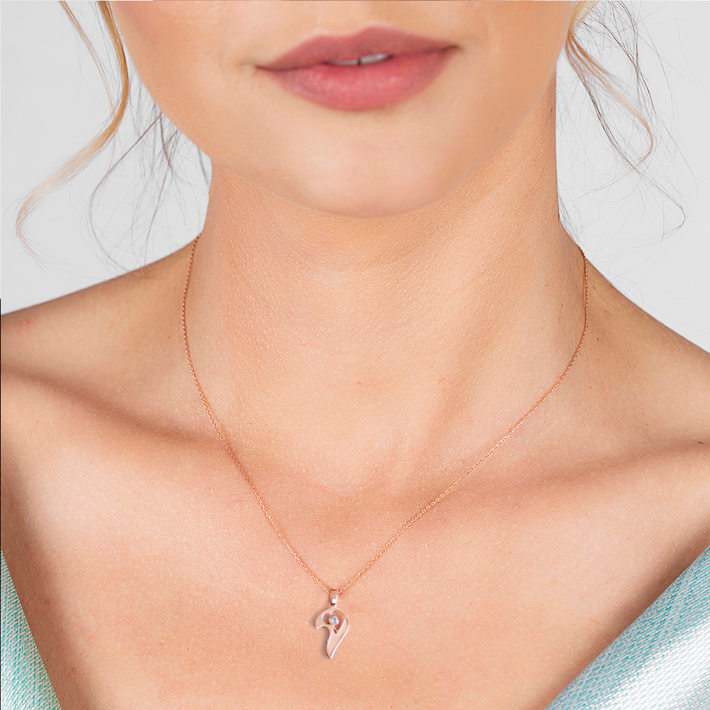 Zirkon Taşlı Altın Renk İsme Özel Yazılı 925 Ayar Gümüş Kalbimin Yarısı Kolye - 2