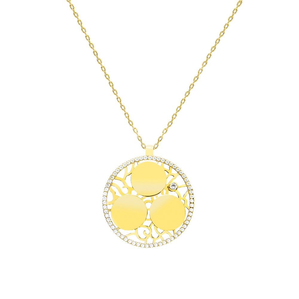 Zirkon Taşlı Altın Renk Kişiye Özel Üç İsim Veya Harf Yazılı 925 Ayar Gümüş Kadın Kolye - 2