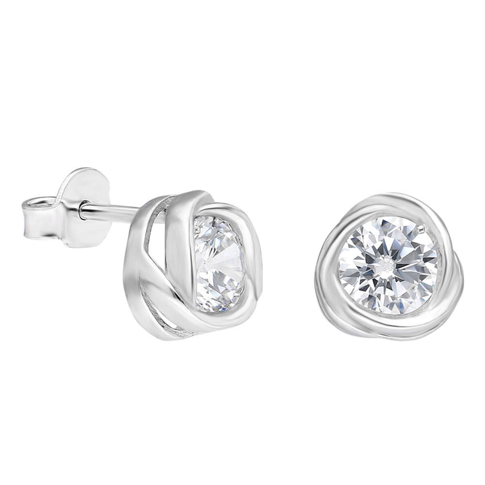 Zirkon Taşlı Gül Tasarım 925 Ayar Gümüş Küpe - M2 - 3