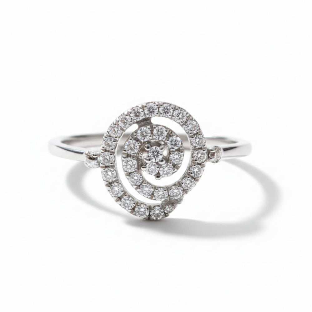 Zirkon Taşlı Helezon Tasarım 925 Ayar Gümüş Bayan Yüzük - 4