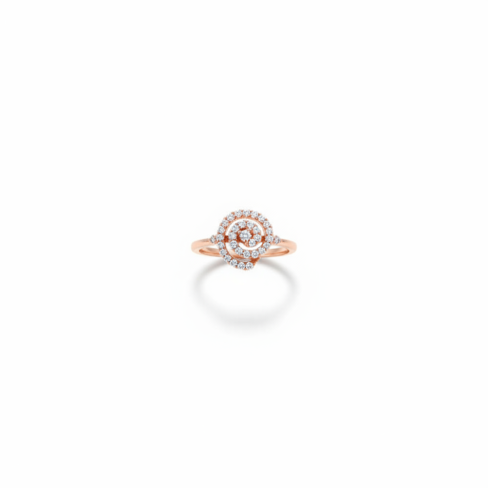 Zirkon Taşlı Helezon Tasarım Rose 925 Ayar Gümüş Bayan Yüzük - 4