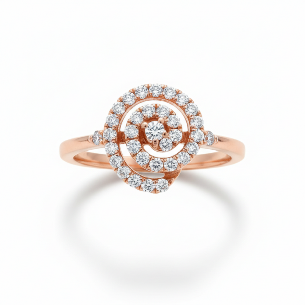 Zirkon Taşlı Helezon Tasarım Rose 925 Ayar Gümüş Bayan Yüzük - 4