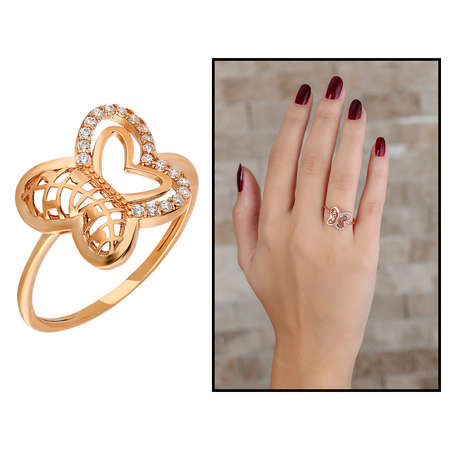 Zirkon Taşlı Kelebek Tasarım Rose Renk 925 Ayar Gümüş Bayan Yüzük - Tesbihane