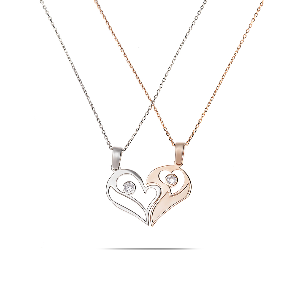 Zirkon Taşlı İsme Özel Yazılı 925 Ayar Gümüş Kalbimin Yarısı Kolye - 8