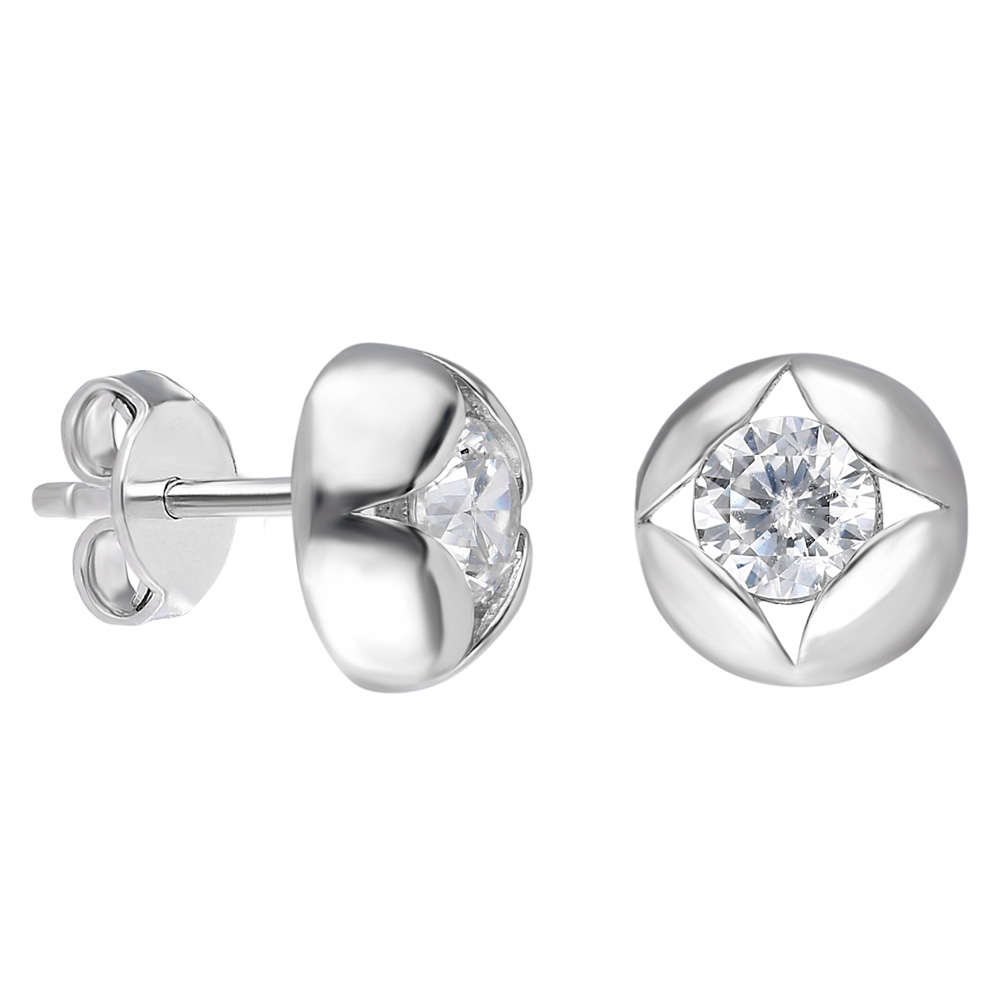 Zirkon Taşlı Küre Tasarım 925 Ayar Gümüş Küpe - 3