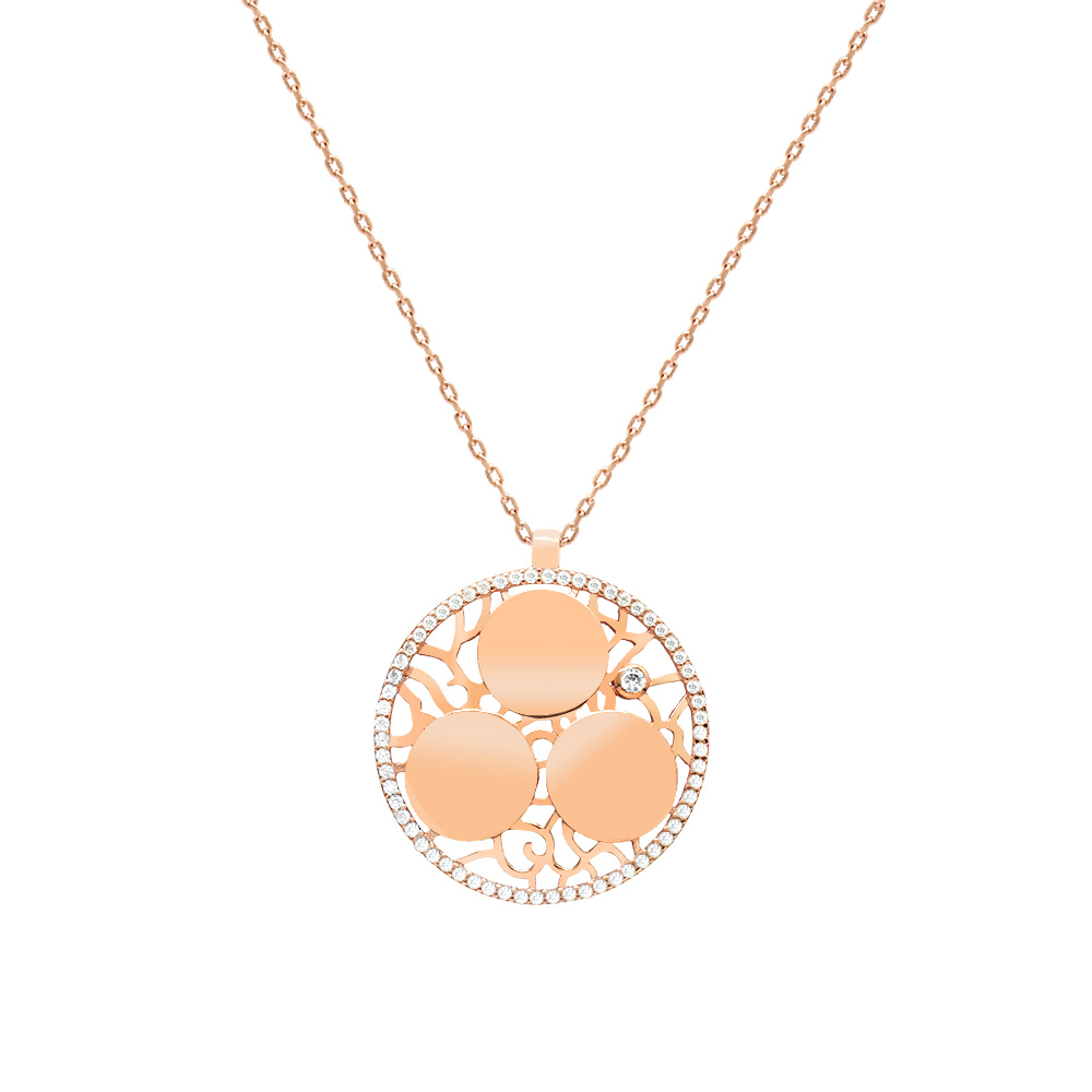 Zirkon Taşlı Rose Renk Kişiye Özel Üç İsim Veya Harf Yazılı 925 Ayar Gümüş Kadın Kolye - 2