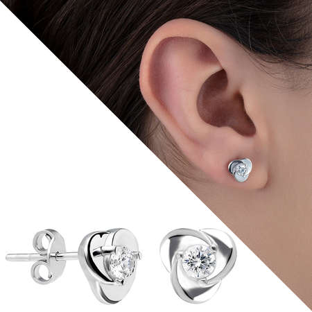 Zirkon Taşlı Rüzgar Gülü Tasarım 925 Ayar Gümüş Küpe - Tesbihane