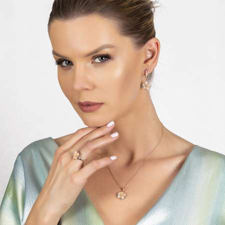 Zirkon Taşlı Rüzgar Gülü Tasarım Kar Tanesi Detaylı 925 Ayar Gümüş 3'lü Takı Seti - Tesbihane