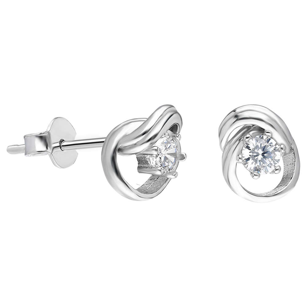 Zirkon Taşlı Sarmal Tasarım 925 Ayar Gümüş Küpe - 3