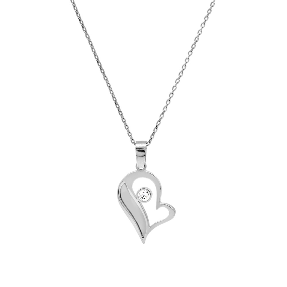 Zirkon Taşlı Gümüş Renk İsme Özel Yazılı 925 Ayar Gümüş Kalbimin Yarısı Kolye - 4