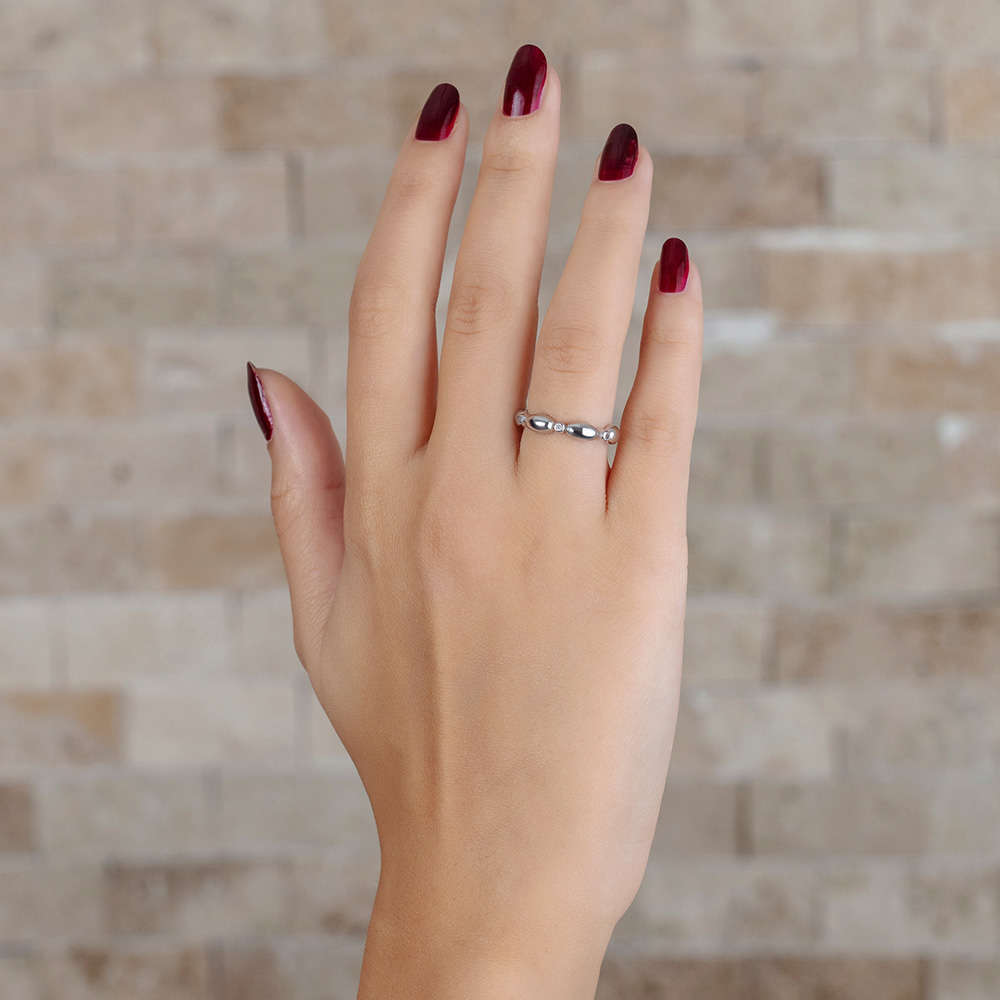 Zirkon Taşlı Sıralı Arpa Tasarım 925 Ayar Gümüş Bayan Yüzük - 3